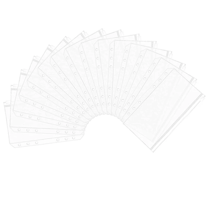 

180 Pieces Of A6 Size 6-Hole Binder Pocket Translucent Plastic Binder Zipper Folder Waterproof For Documents Bag