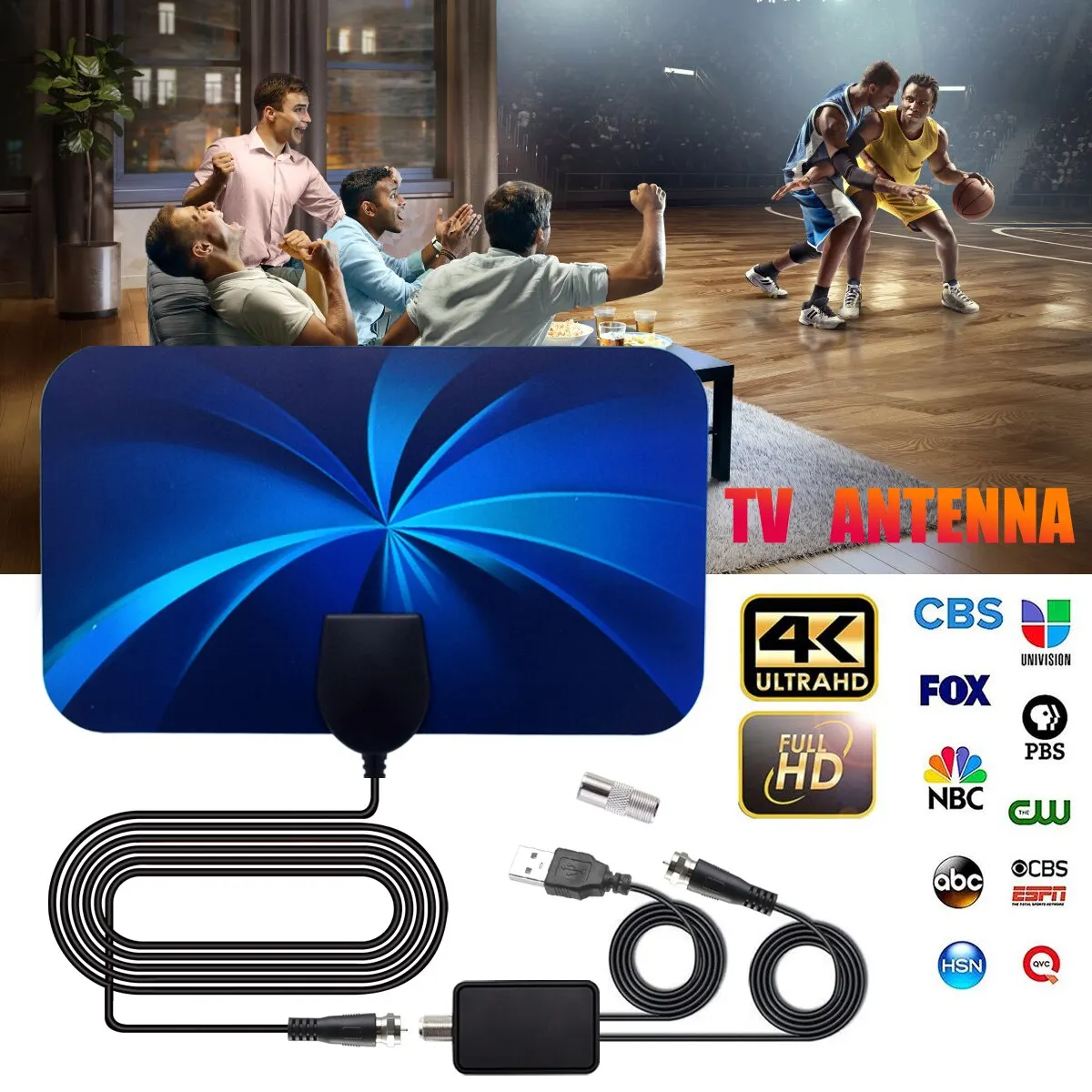 tv antenna Digital TV Indoor Antenna Ground Wave Mini Hdtv Antenna Hdtvt2 For Car RV Travel Smart TV