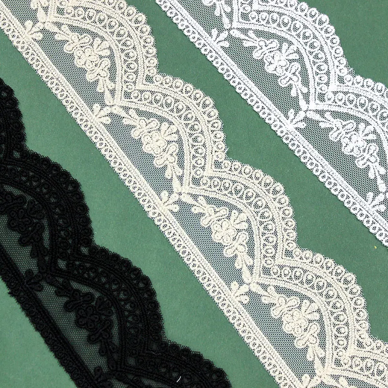 2 Yards 5 cm breit Mesh bestickt Tüll Spitze Stoff Heimtextilien Dekor Nähzubehör Hochzeit Applikation nigerianischen Großhandel – Detail 1