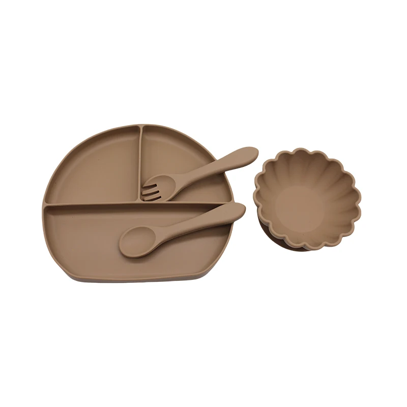 Children's Dinner Plate Compartment Tray Infant Suction Cup Autonomous Eating Training Bowl and Plate Complementary Tableware