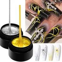 MEET ACROSS 5ml Silver Gold Spider Drawing Gel Nail Polish Spider Wire Drawing Painting Liner Nail Art Gel Varnish DIY Manicure 1