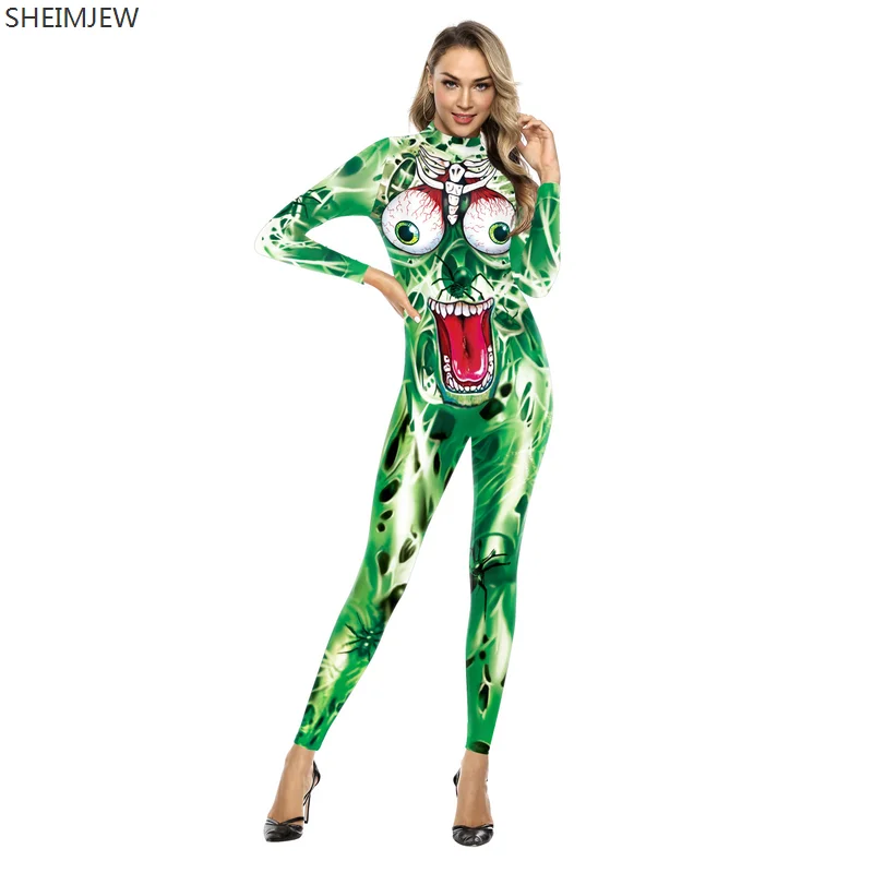 Fashion Animal Owl Frog Print Skeleton Women Bodysuit Purim Carnival Cosplay Catsuit Costume Funny Sexy Jumpsuit Femal men s rompers animal crane fun streetwear full body custom jumpsuit oversized women clothes zipper tracksuit dropship wholesale