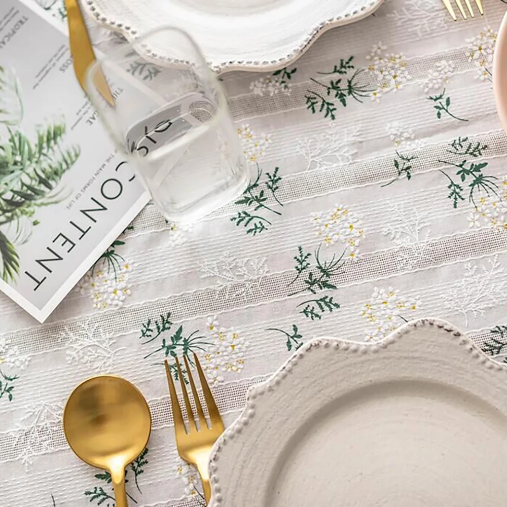 Chainho,Printed Cotton Lace Fabric,DIY Sewing Quilting Material For Table Cloth,Daisy Or Lilac Floral,3 Sizes Available,25LSB1