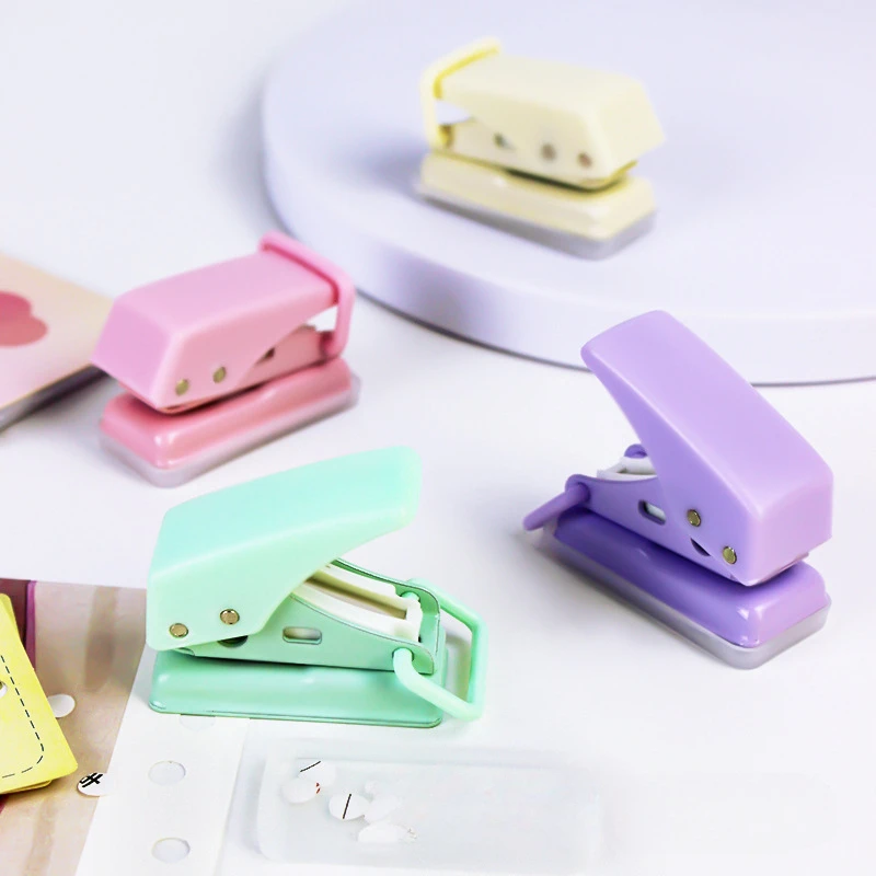 

New Pink Blue Color Single Ring Mini Hole Puncher 1 Hole Cute Paper Punch Portable Office School Binding Supplies Stationery