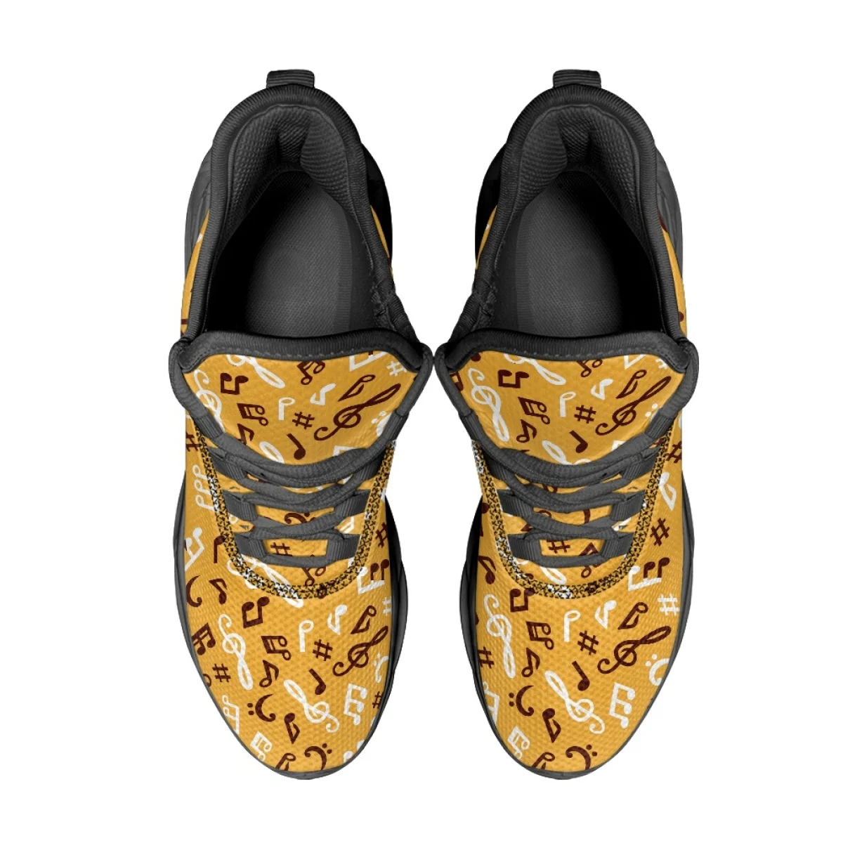 New Women Summer Sneakers Outdoor Lace Up Flat Running Shoes Fashion Musical Notation Print Vulcanized Basketball Training Shoes