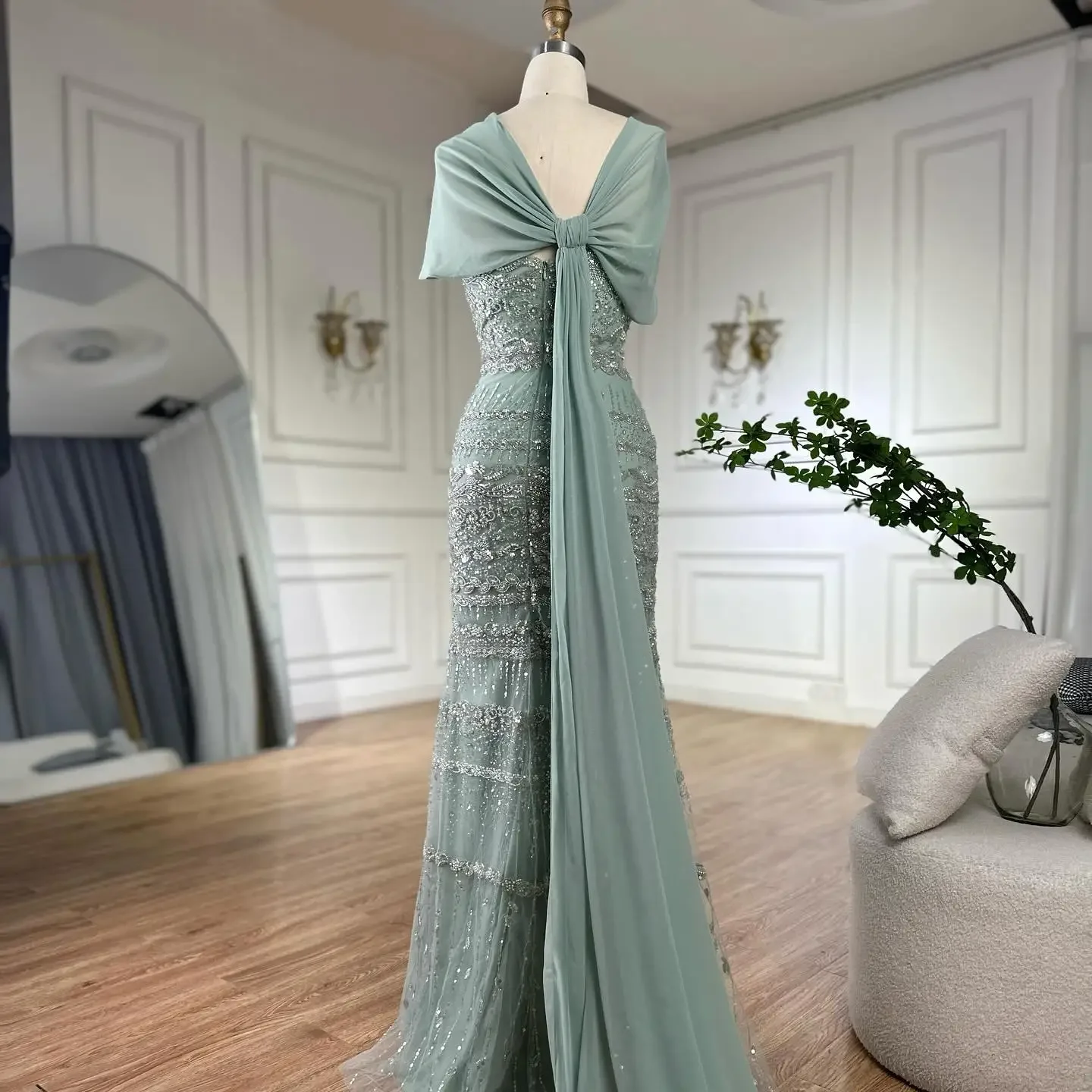 green emerald velvet dress Ivy Green A-Line Prom Ball Gown CL12207 Ivy / 00