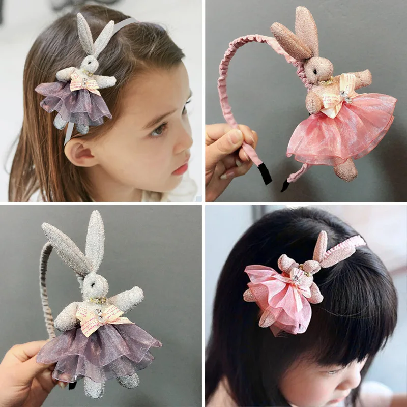 Korean Rabbit Head Jewelry Korean Princess Girl Super Cute Rabbit Hairpin Children's Hair Bands for Girls Hair Accessories off white jewelry counter display props super fiber fabric necklace bracelet frame jewelry display tray exhibition display set