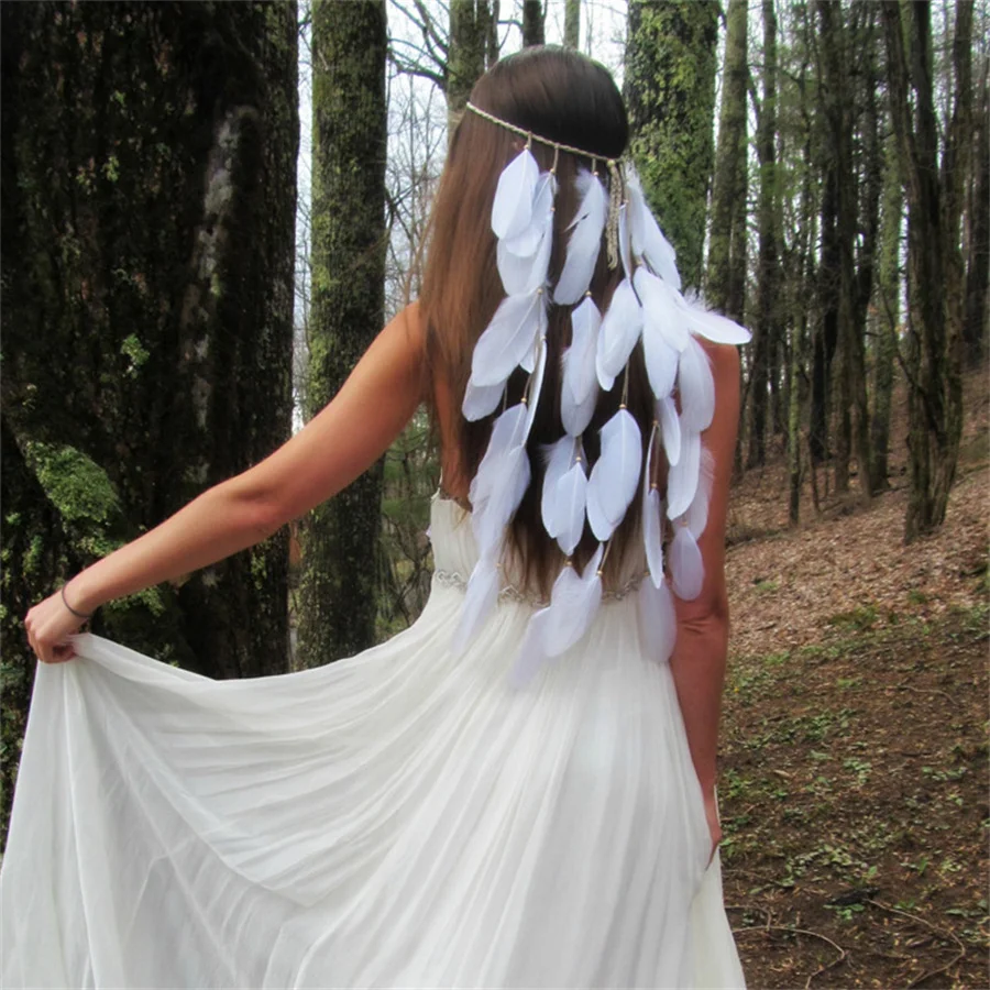 Фото Новый Этнический стиль Boho Veer Hoofdband Hoofdtooi Mode Passen Veer Hoofdbanden Haarband Dames Haar Accessoires Voor Festival Вечерние №5