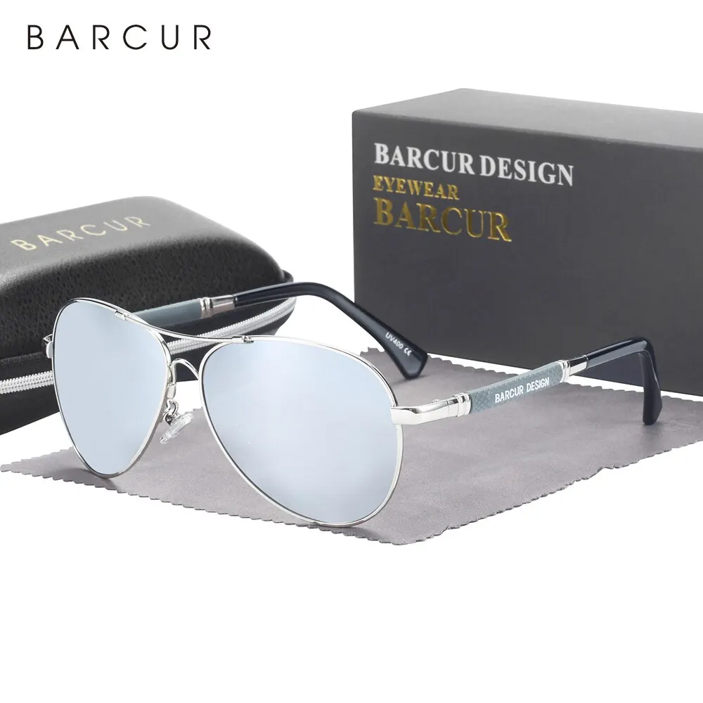 Sunglasses with BARCUR mini frame, polarized for men and women, mirror shades, with gradient lenses, experimental