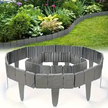 2PC Garden Plastic Fence Edging Fencing Lawn Border Lightweight Easy Installation for Home Garden Outdoor Patio Balcony Yard 울타리
