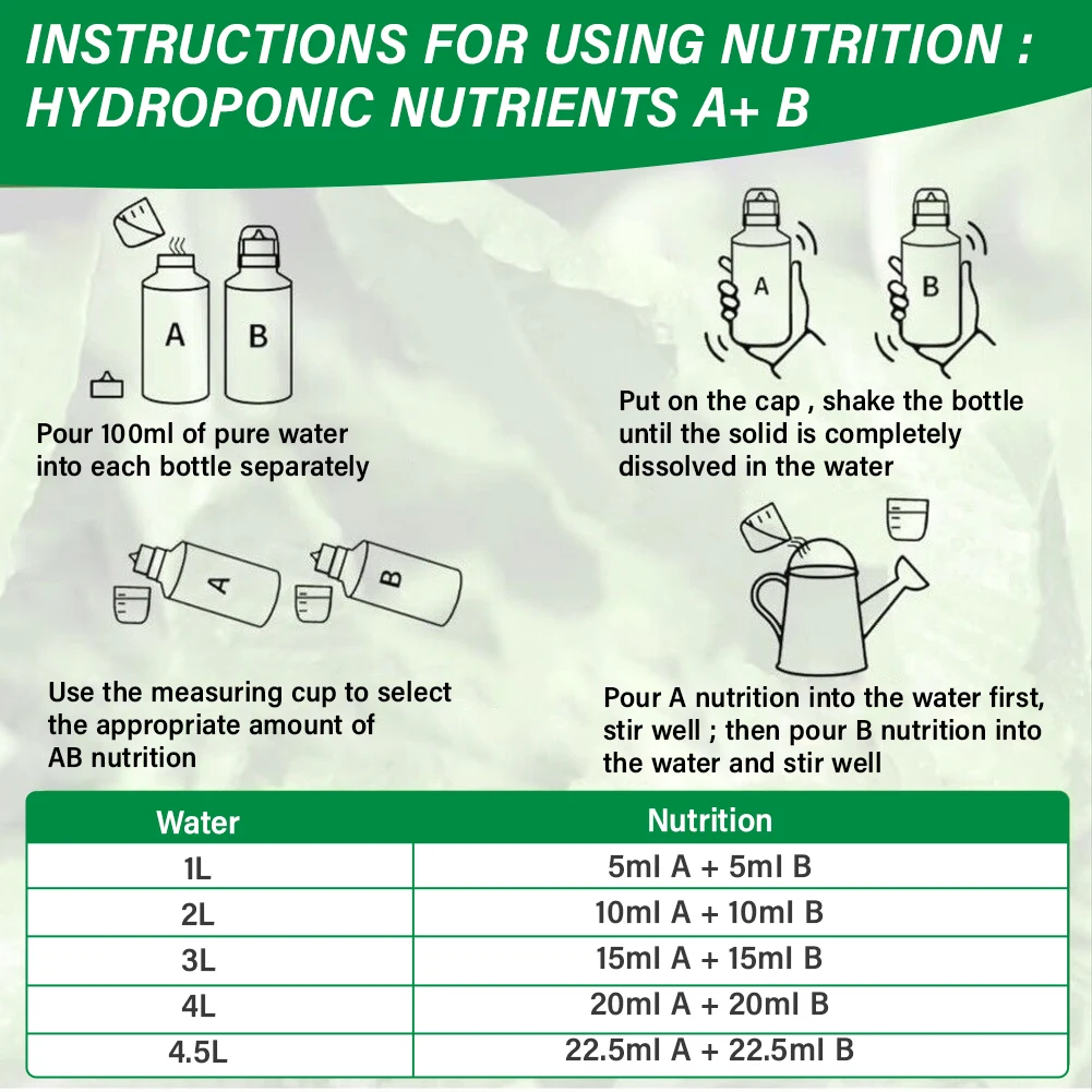 Indoor Hydroponic Growing Soil Cotton Hydroponics Solid AB Fertiliser Set Agricu