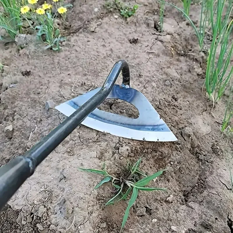 Description Picture 3 of item1pc, All-steel Hardened Hollow Hoe, Handheld Weeding Rake, Planting Vegetable Farm Garden Agriculture Tool Weeding Accessories
