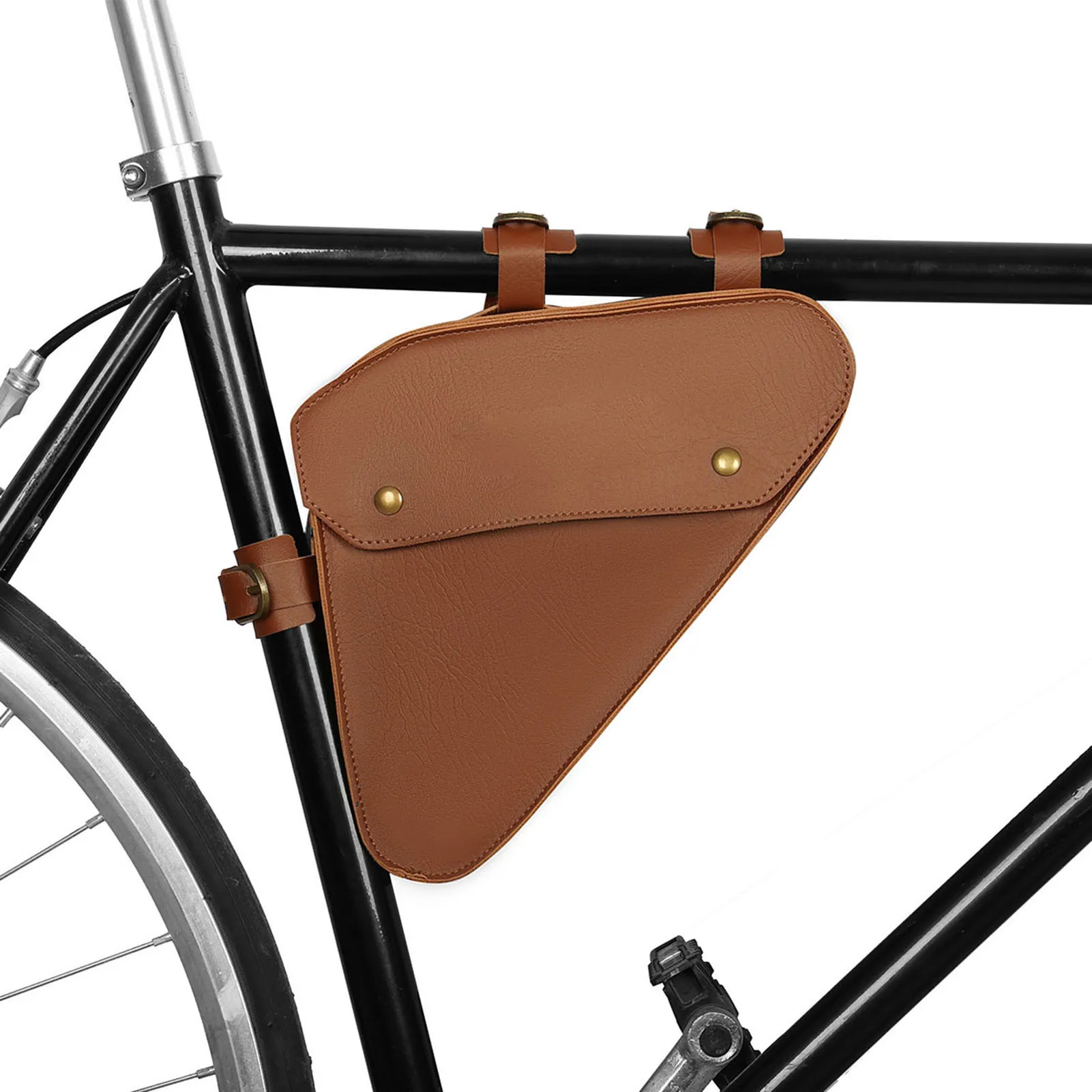 Description Picture 2 of itemBike Beam  Bags PVC Leather Large Capacity with 5 Adjustable Positions Narrow  Design for Easy Traveling Bike Frame B