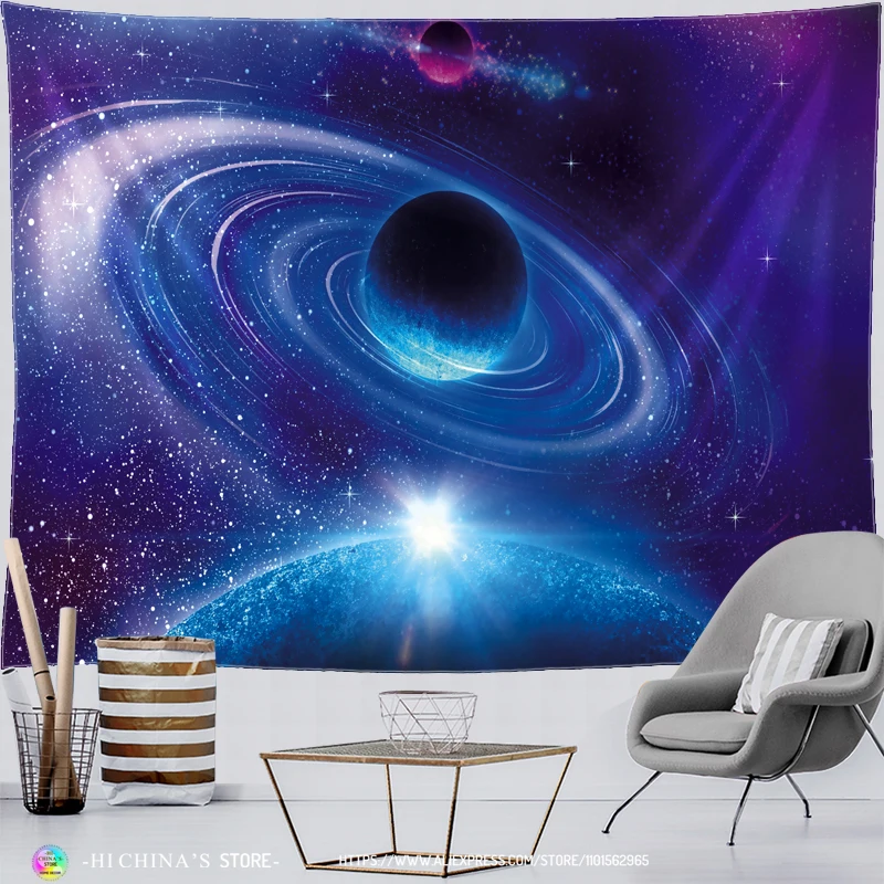 Weltraum Galaxy Universum Wandteppich Home Decor Planet Wandteppiche Sterne Wandbehang Wandbild für Schlafzimmer Astronaut Home Dekoration – Detail 12