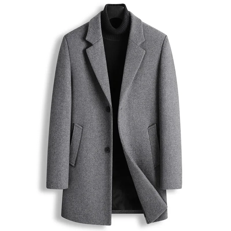 2023 Autumn and Winter New Men's Italian Style Elegant and Fashionable Mid-length Simple Business Casual Slim Woolen Coat Coat