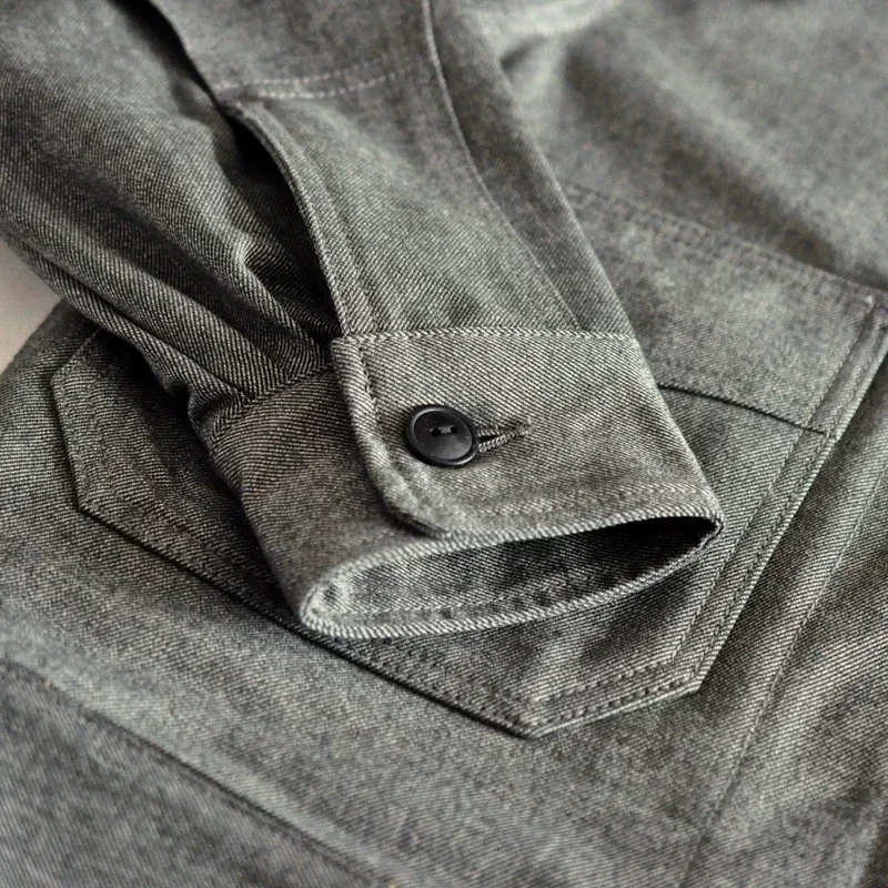 SauceZhan 1940 Safari Style Jacket Short Work Jacket VINTAGE 100% Cotton Men Jacket Solid  Mens Jackets Chamarras Para Hombre 4