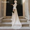 Customized Muslim Retro High Collar A-line Wedding Dresses Ruffle Satin Draped Pleat Ribbon Full Bride Dresses robe de mariée 6