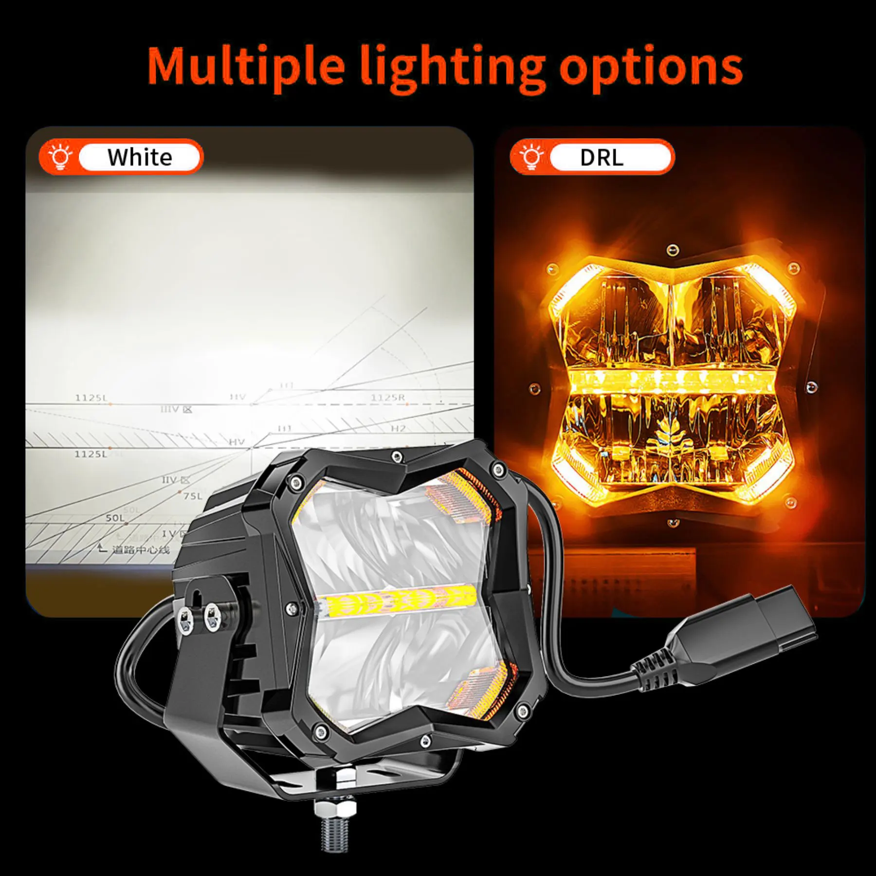 5inch Additional LED Headlights Work Light Bar Daytime LED Work 6000K Spot Comb