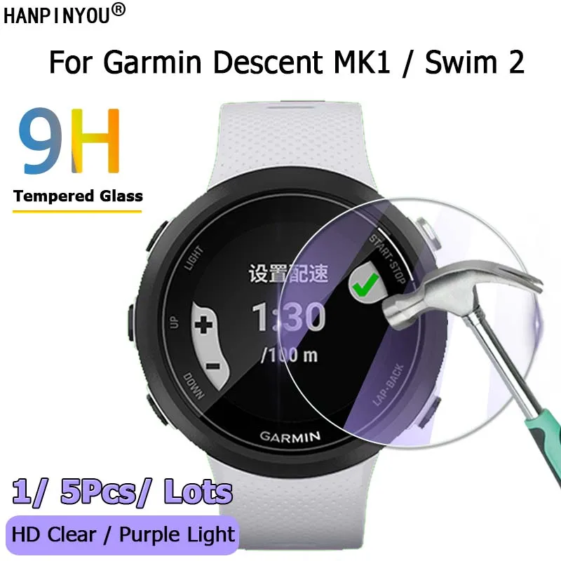 Per Garmin Descente Mk1 Swim 2 Smart Watch Ultra Clear / Anti Purple Light 2.5D Pellicola Proteggi Schermo In Vetro Temperato