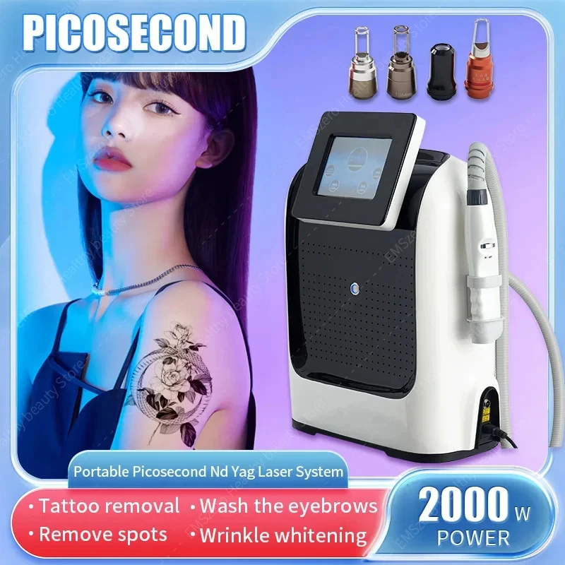 

Professional Nd Yag Pico Laser 2024 Portable 1064nm 523nm Tattoo Removal Machine Neodymium Picosecond Eyebrow Q Switch