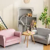 Kids Sofa with Ottoman, 2 Seat Toddler Upholstered Couch, Children Armrest Chair Lounge for Nursery Kindergarten Kids Room 2