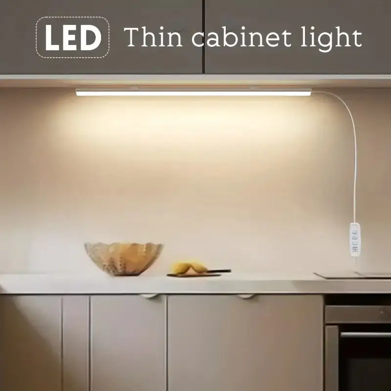 1PC LED Under Cabinet Lighting USB Plug Dimmable 3 Color Changes LED Night Light Kitchen Bedroom Lighting With Magnetic Strip