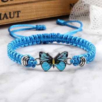 A trendy fashion accessory for women - a Braided String Womens Bracelet with Butterfly Charm.