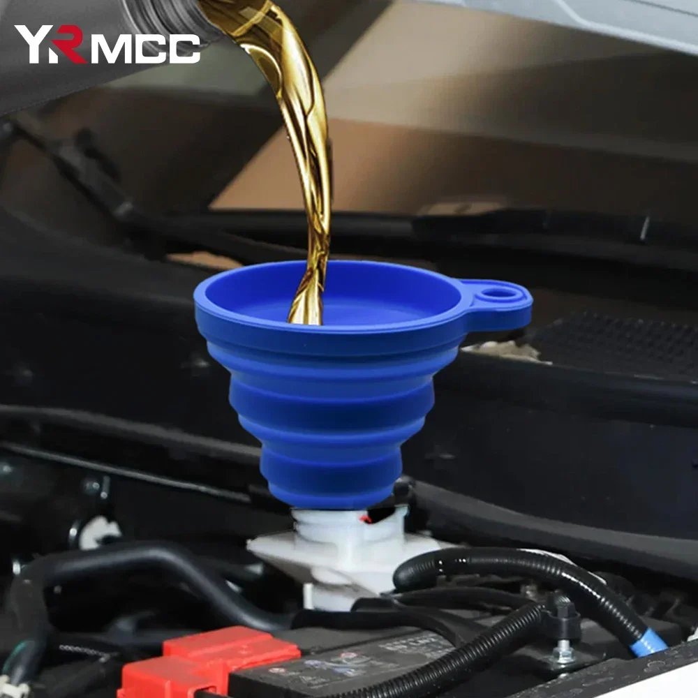 Foldable Silicone Engine Oil Funnel - Portable Car & Motorcycle Accessory