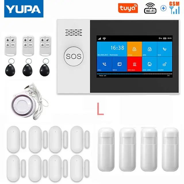 TUYA PG-107 Wifi GSM Home Security Alarm System App Control Remote Control Window Sensor With 1080P IP Camera Smart Alarm Kits SET-L