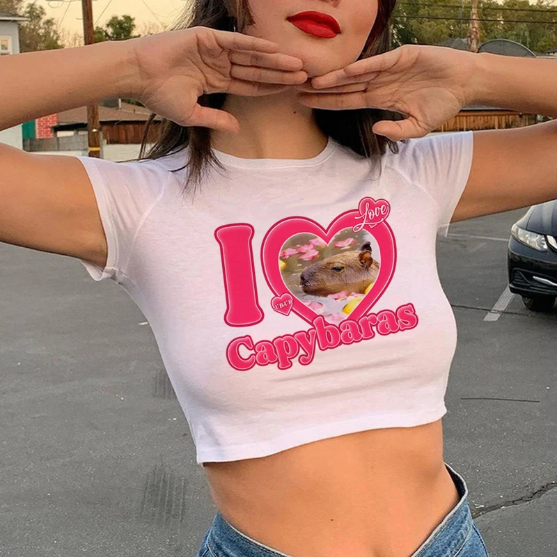 Camiseta de capybara para mujer, ropa tumblr ulzzang y2k, grunge, Camisetas estampadas para mujer 2022| | -
