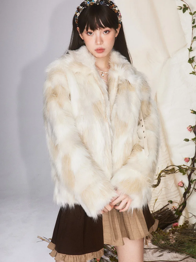 Warm Long Fur Coat for Women Eco-friendly Fur Coat Furry Integrated Jacket Faux Fur Jacket Vintage Winter Clothes  2023