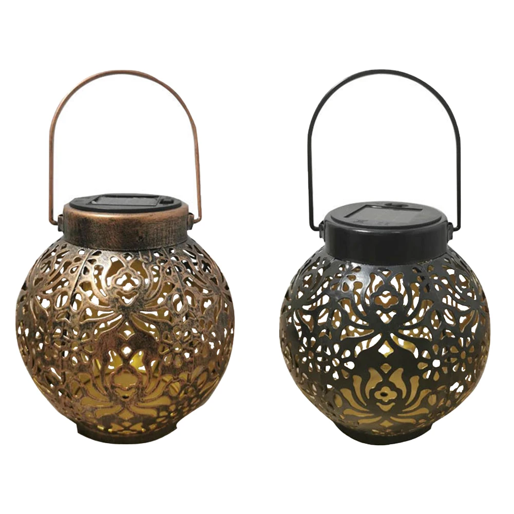 

Solar Garden Lights Outdoor Waterproof Colored Ground Landscape Lamp Yard Decor Solar Globe Hollow-Out Lights With Handle