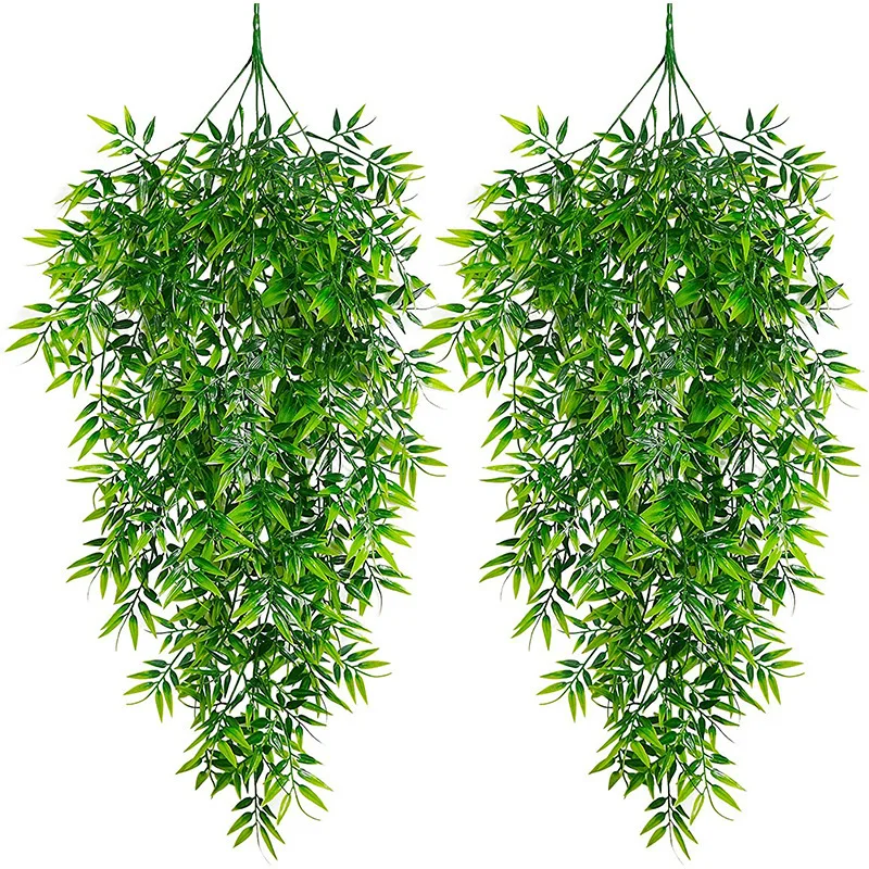 

80cm Artificial Flower Bamboo Leaf Rattan Fake Green Leaf Vine Home Outdoor Decoration Hanging Plant Wedding Decorations