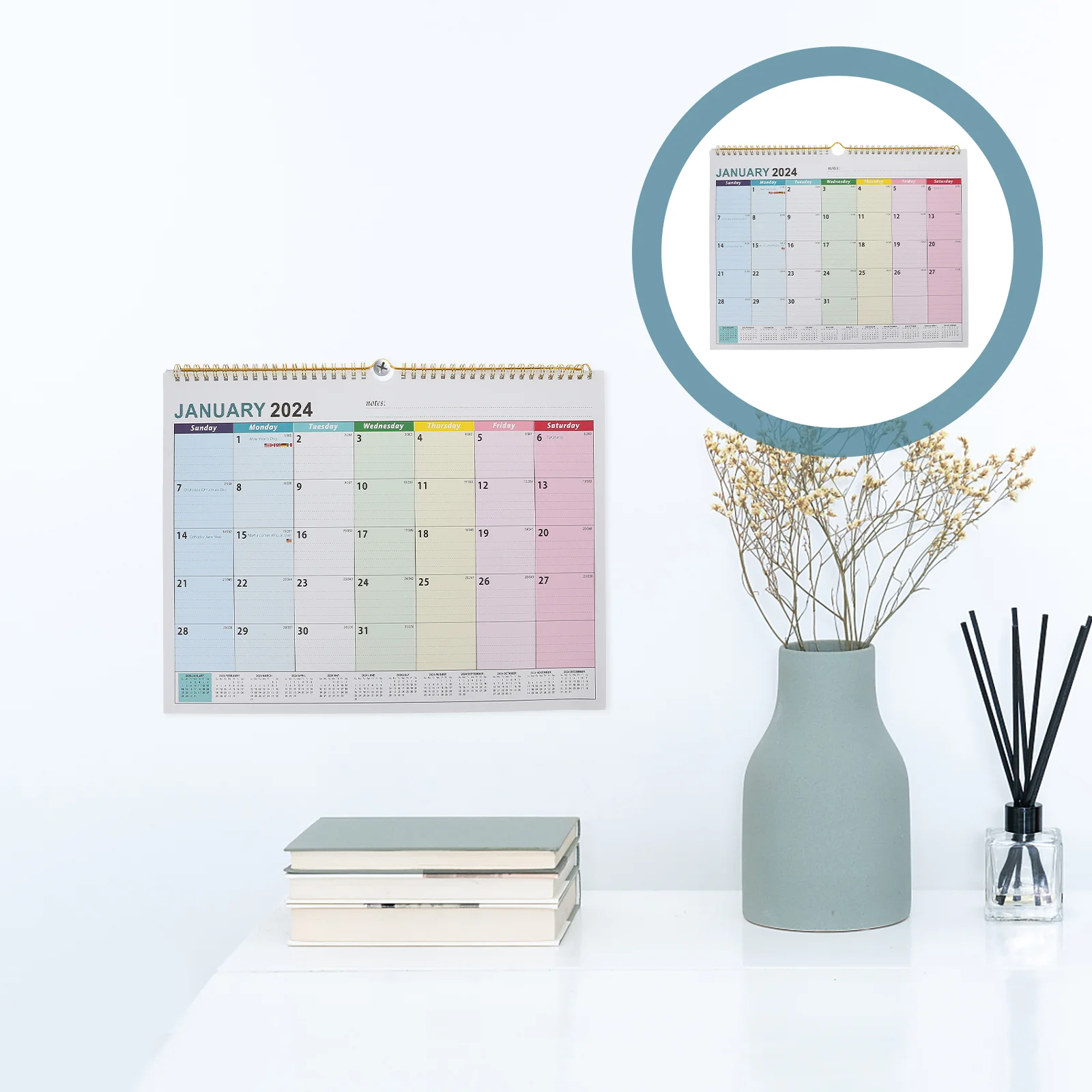 

2024-2025 Wall Calendar Hanging Schedule From Jan. 2024- Jun. 2025 Table Planner New Year Home Office
