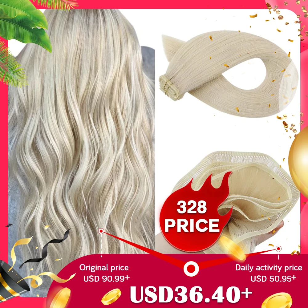Human Hair Extensions Flat Silk Hair Weft Virgin Human Hair Weft Sew in Extensions
