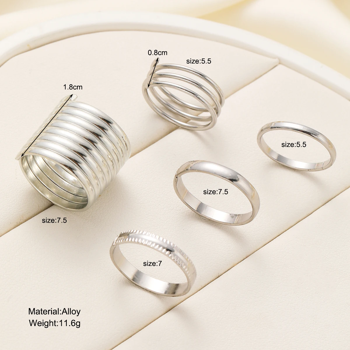 Anelli Argento Anelli Cinque Dita Anelli Tutte Le Dita Argento Set