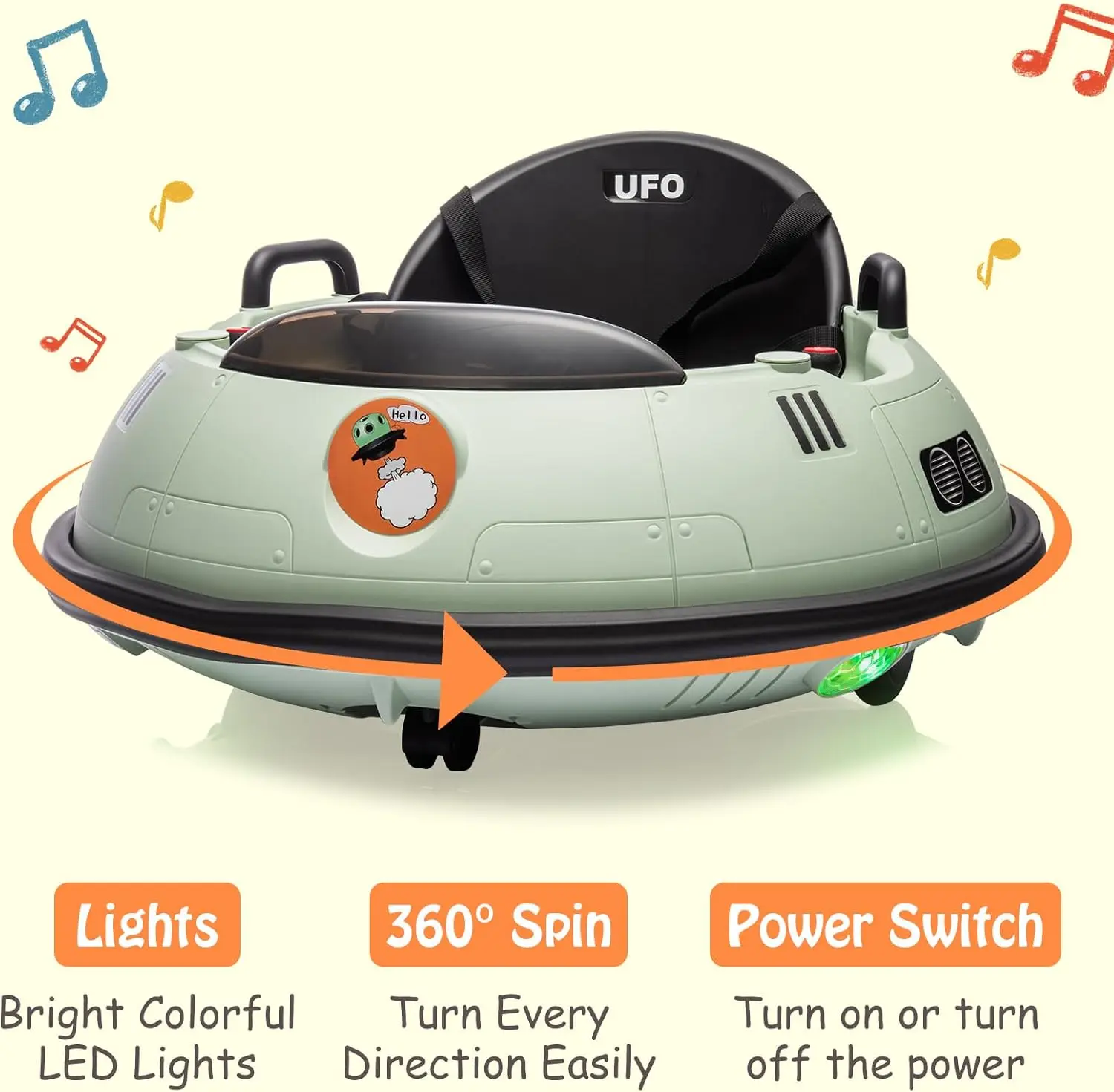 Electric Ride on Bumper Car for Toddlers, Kids Bumper Car with Remote Control, 360 Degree Spin, 3 Speed, LED Lights, Dual Jo