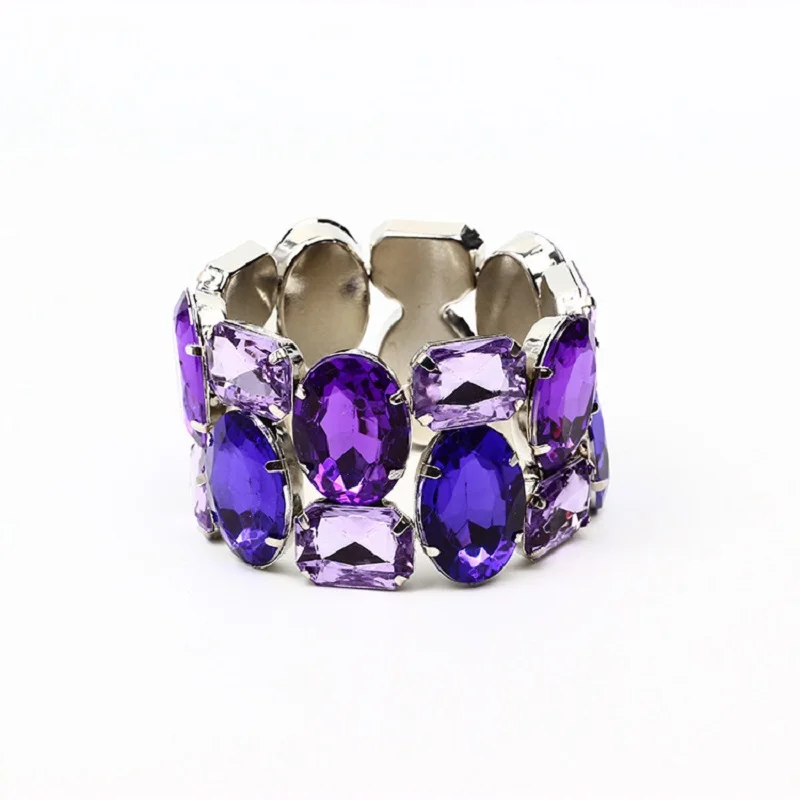 Bangle Bracelet Crystal Bracelets Womens Wide Elastic Shiny Colorful Crystal Glass