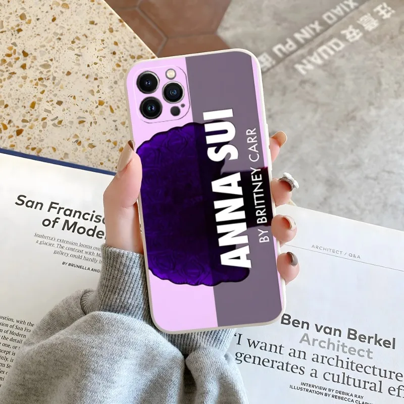 Custodia Per Telefono Anna Sui Di Marca Viola Color Caramella Per Iphone 14 12 13 11 Pro Max Mini X Xr Xs Max 7 8 Plus Cover Morbida In Silicone