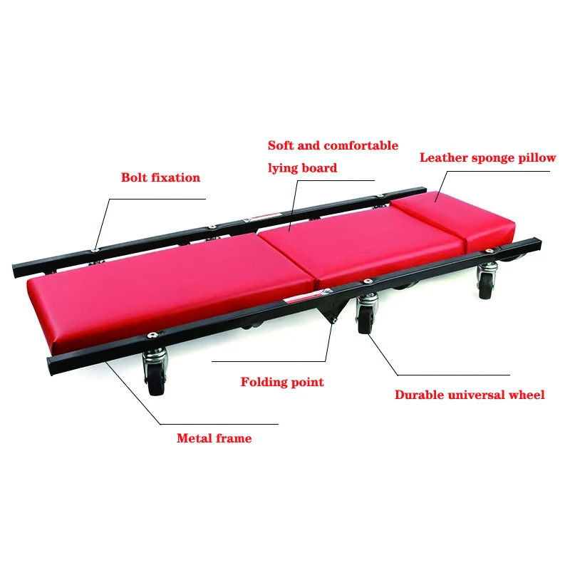 36In Foldable Auto Repair Lying Board With Thick Sponge Repair Lying Board 360 &deg; Rotating Wheel Scooter Sleeping