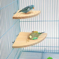 Parrot Bird Wood Perch Stand Platform Rectangle Fan-shaped Shelf Stand Board For Budgie Parakeet Cockatiel Hamster Gerbil Rat 1