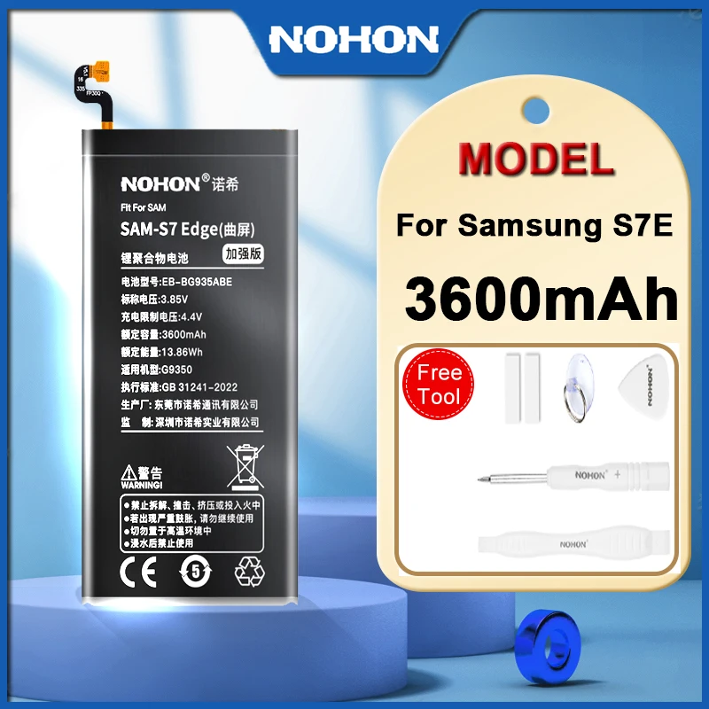 

NOHON High Quality Battery EB-BG935ABE For Samsung GALAXY S7 Edge SM-G935F G9350 G935FD EB-BG935ABA Battery 3600mAh Free tools