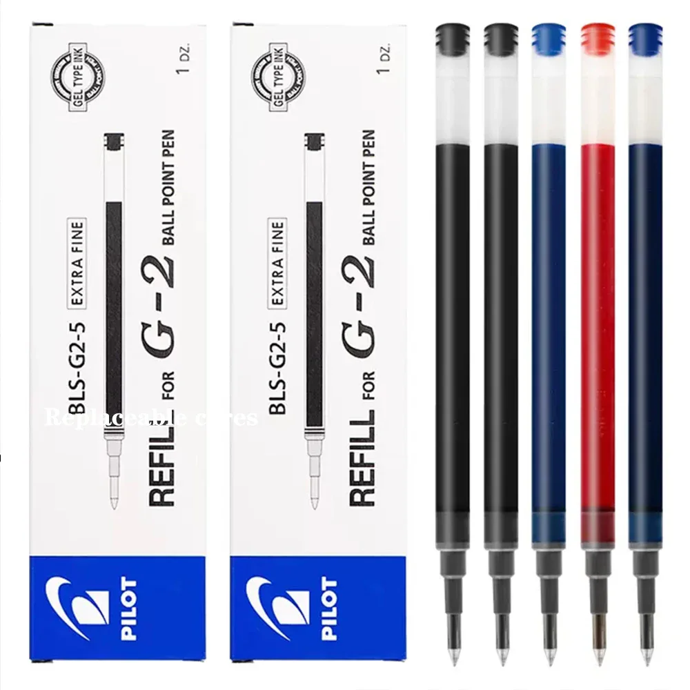 12pcs 일본 파일럿 젤 펜 리필 BLS-G2 G2/G6에 적합 0.5mm/0.7m 교체 코어 B2P 블랙 펜 귀여운 문구류