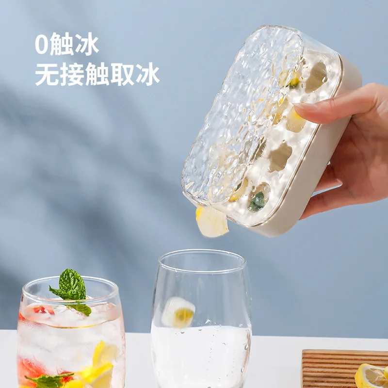 Summer press type ice tray refrigerator, household food grade ice cube mold, glacier pattern homemade tray mold