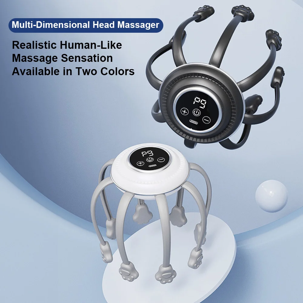 Electric Scalp Massager Octopus Head Massager Stress Relax Claw Vibrating Hair Scalp Relaxation Fatigue Relief Stress Relax