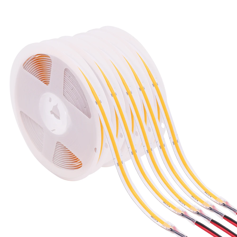 

COB LED Strip 320 384 480 528 LEDs High Density Flexible COB LED Lights DC12V 24V RA90 3000K 4000K 6000K Dimmable LED Tape 5m