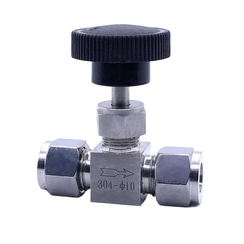 

Adjustable needle valve stainless steel double ferrule SS304 straight tube casing 2 flow control