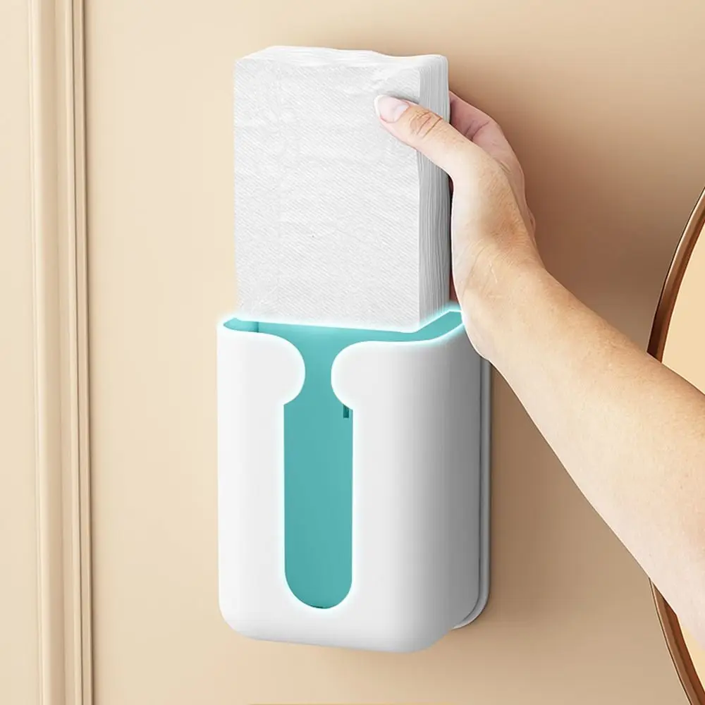 Cute Cartoon Wall Mounted Tissue Box Adhesive Tissue Shelf Napkin Holder Dispenser Rack Home Space-saving Shelf 12pcs
