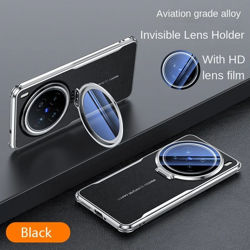 Luxury Leather Shockproof Case with Hot Full Coverage HD Camera Lens Film Bracket