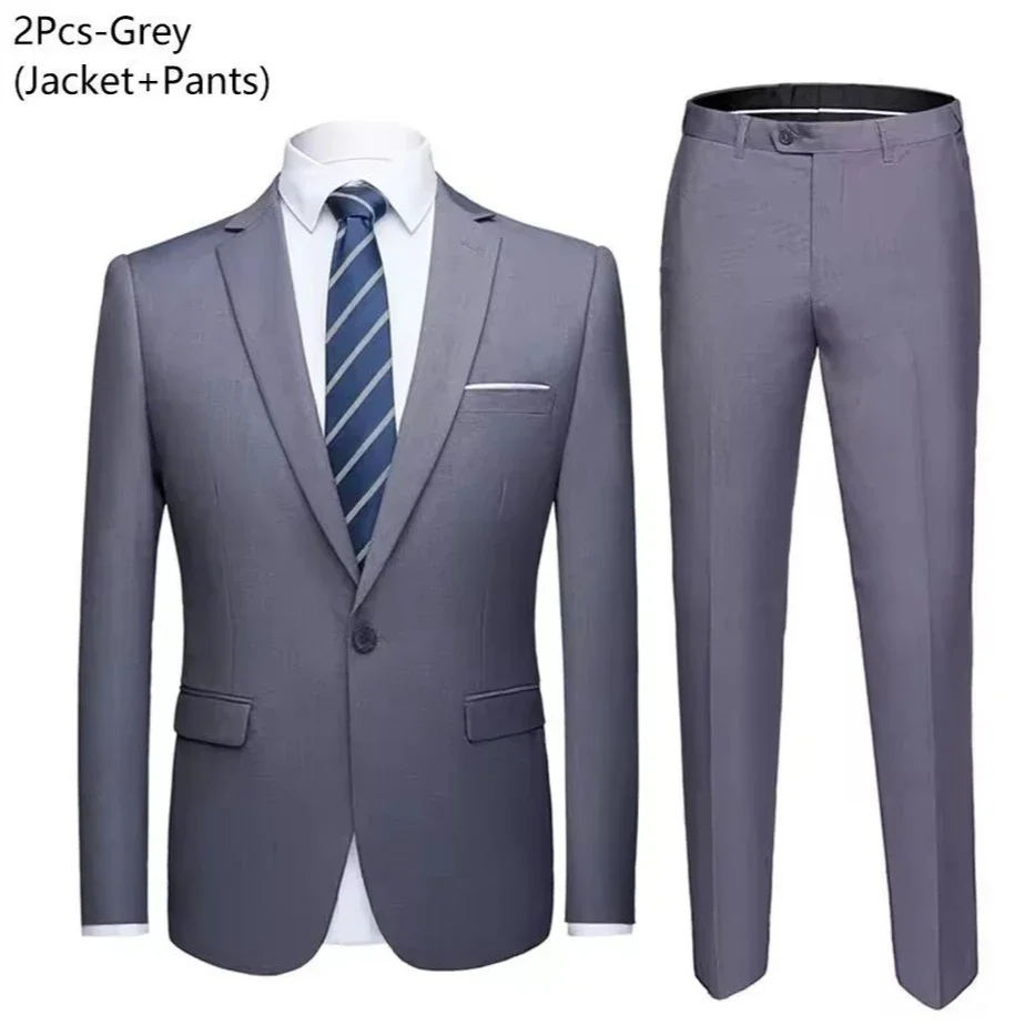 طقم بدلة رجالي قطعين (جاكيت وبنطال) بتصميم ضيق (Slim Fit) - أنيق ومناسب للمناسبات والأعراس S3bafdb953c314f8e8ac42493498d77157